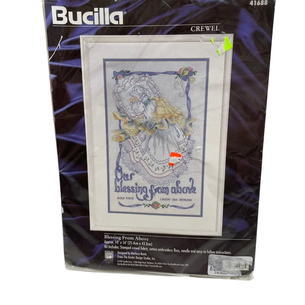 Bucilla Crewel Embroidery Kit Our Blessing From Above 41688 10 x 16